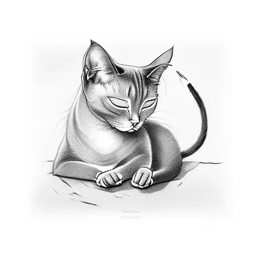 two siamese cat sleeping tattoo design idea