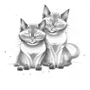 two siamese cat sleeping tattoo design idea
