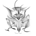 two siamese cat sleeping tattoo design idea