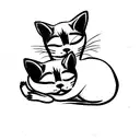 two siamese cat sleeping tattoo design idea
