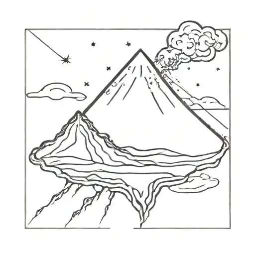 Volcano space tattoo design idea