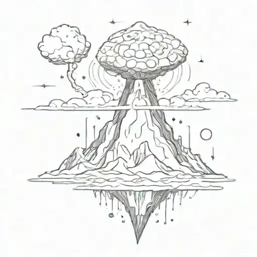 Volcano space tattoo design idea