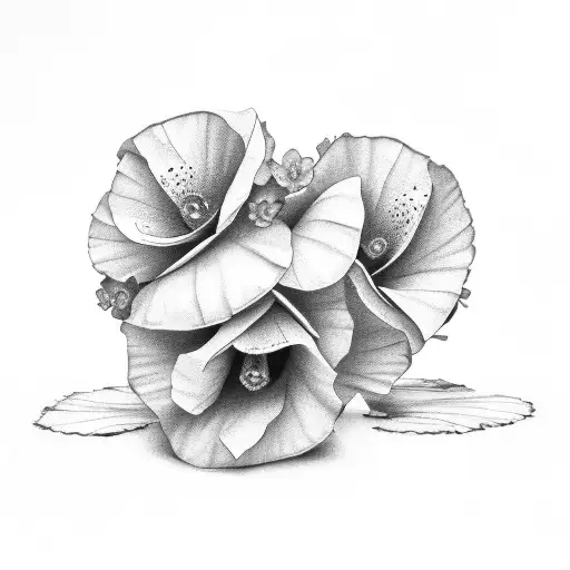 african violet and poppy   tattoo design idea