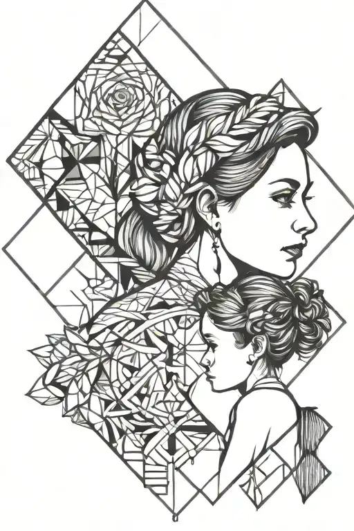 family tattoo of wife and daughter tattoo design idea