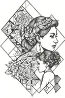 family tattoo of wife and daughter tattoo design idea
