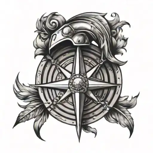 wind rose with spartan helmet in the centre bit showing tattoo design idea