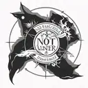 wind rose with the words "not all that wander are lost" written across the circle tattoo design idea