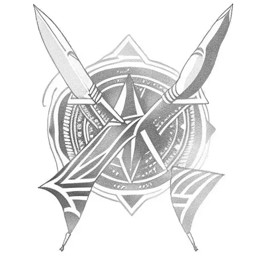 full length native american arrow, w a shale arrowhead  tattoo design idea