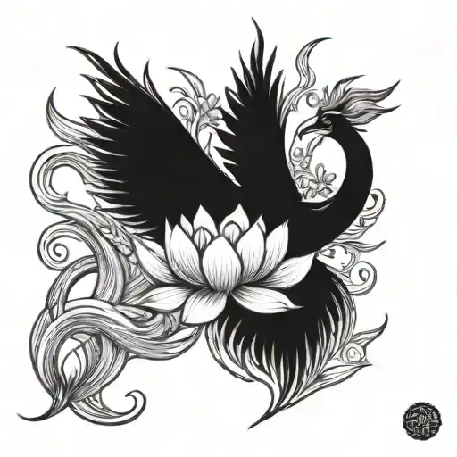 phoenix rising from a lotus tattoo design idea