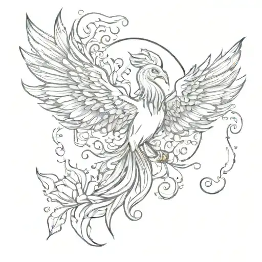 phoenix rising from a lotus tattoo design idea