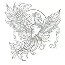 phoenix rising from a lotus tattoo design idea