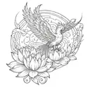 phoenix rising from a lotus tattoo design idea
