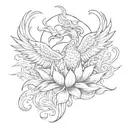 phoenix rising from a lotus tattoo design idea