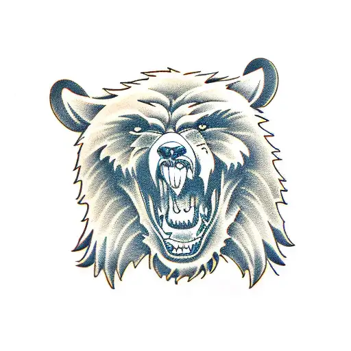 angry bear tattoo design idea