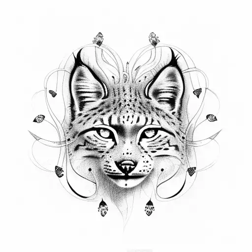 Tree of life with lynx crow and snake tattoo design idea