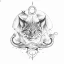 Yggdrasil with lynx crow and snake tattoo design idea