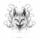 Yggdrasil with lynx crow and snake tattoo design idea