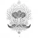 Tree of life with lynx crow and snake tattoo design idea