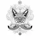 Tree of life with lynx crow and snake tattoo design idea