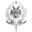 Tree of life with lynx crow and snake tattoo design idea