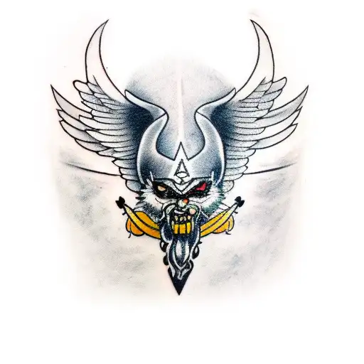 odin with two crows tattoo design idea