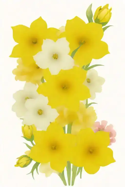 carnation, daffodil, jonquil and chrysanthemum bouquet tattoo design idea