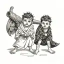 two boys in fancy towels tattoo design idea