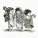 two boys in fancy towels tattoo design idea