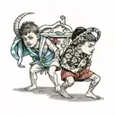 two boys in fancy towels tattoo design idea