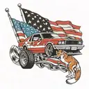 foxbody mustang and American flag  tattoo design idea