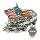 foxbody mustang and American flag  tattoo design idea