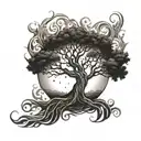 A tree of life with three branches, each branch representing one of your kids, surrounded by flames to symbolize your love and protection tattoo design idea