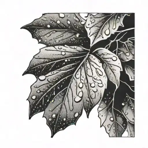 raindrops falling off a leaf tattoo design idea