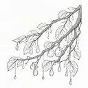 raindrops coming off tree branch tattoo design idea