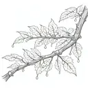 raindrops coming off tree branch tattoo design idea