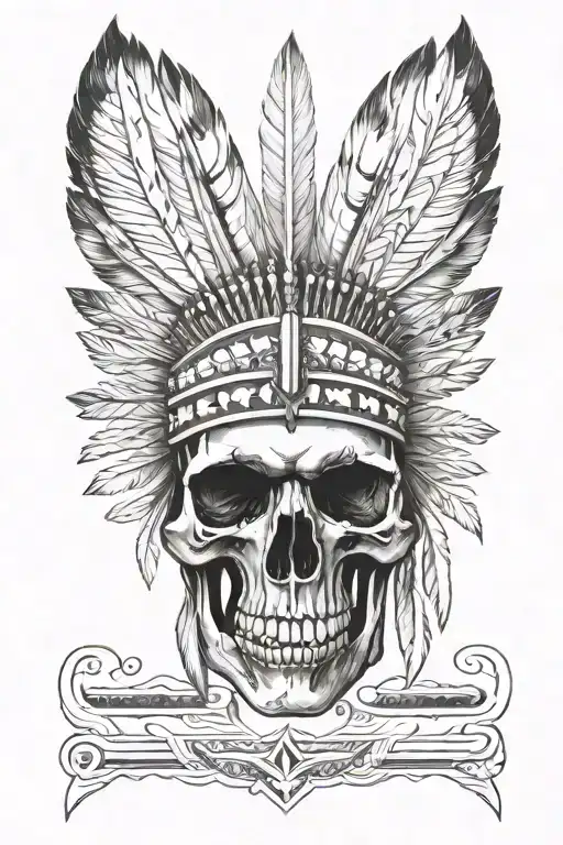 native american skull tattoo design idea