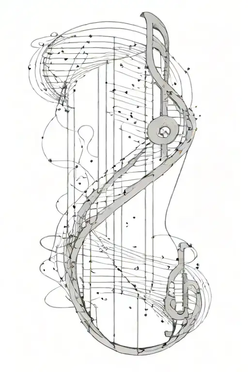 music and dna double helix tattoo design idea