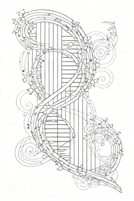 music and dna double helix tattoo design idea