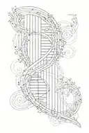 music and dna double helix tattoo design idea