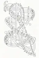 music and dna double helix tattoo design idea