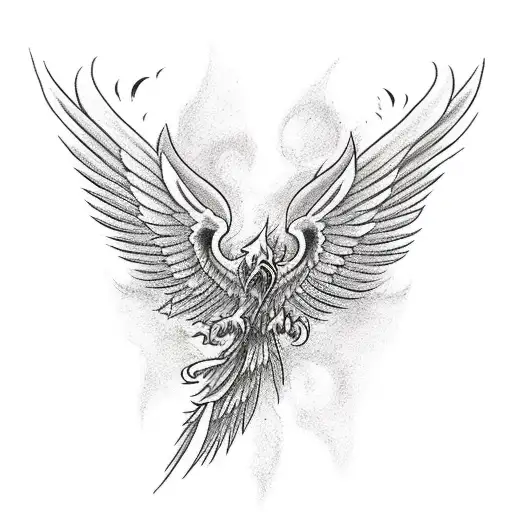 a Phoenix riseing from his ashes tattoo design idea
