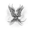 a Phoenix riseing from his ashes tattoo design idea