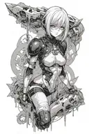 nier automata 2b ahegao anime girl tattoo design idea