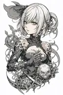 nier automata 2b ahegao anime girl tattoo design idea