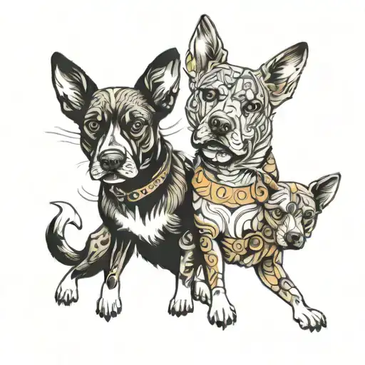 2 adapted dogs tattoo design idea
