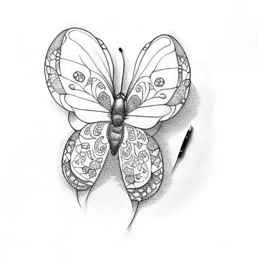 borboleta com flores tattoo design idea