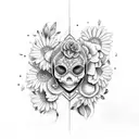 borboleta com flores tattoo design idea