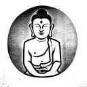 buddha with computer and 49 tattoo design idea