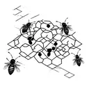 bee hive and 6 bees tattoo design idea