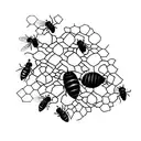 bee hive and 6 bees tattoo design idea